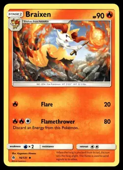 Braixen 16/131 Uncommon Forbidden Light Pokemon Near Mint - Image 1