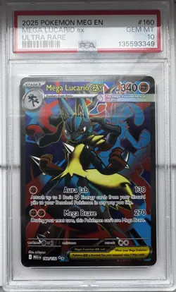 Pokemon Mega Lucario ex 160/132 Mega Evolution Graded PSA 10 Gem Mint - Image 1