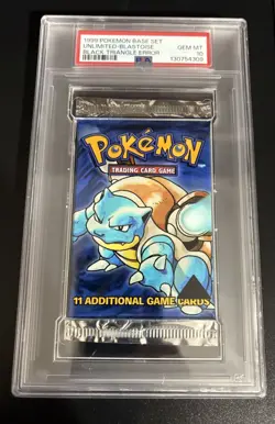 1999 Pokemon Base Set BLACK TRIANGLE BLASTOISE Booster Pack Error PSA-10 - Image 2