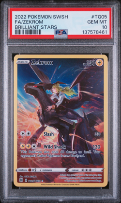 PSA 10 2022 POKEMON SWORD & SHIELD BRILLIANT STARS #TG05 FA/ZEKROM - Image 1