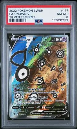 Unown V 177/195 Silver Tempest Pokemon PSA 8 - Image 1
