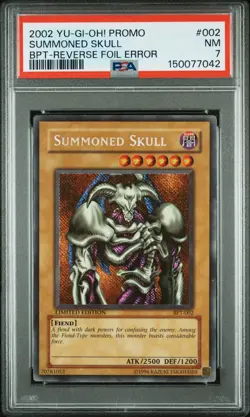 2002 YU-GI-OH! PROMO BPT-COLLECTOR'S TINS REVERSE FOIL ERR SUMMONED SKULL PSA 7 - Image 1