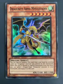 1x Yu-Gi-Oh Dragunity Arma Mystletainn SDDL-EN002 1st Edition Super Rare LP - Image 1