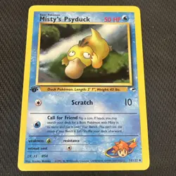 Misty's Psyduck 54/132 Uncommon 1st Edition Gym Heroes Pokemon Card MP3 - Image 1
