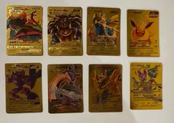 Pokemon Gold Metal Card Lot Charizard Blastoise GX VMAX - Image 1
