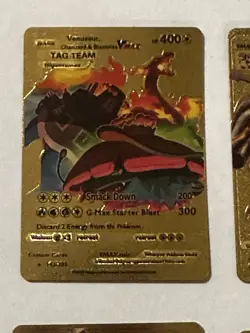 Pokemon Gold Metal Card Lot Charizard Blastoise GX VMAX - Image 2