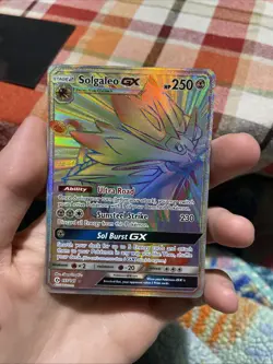 Solgaleo GX 155/149 Rainbow Hyper Rare Card Sun & Moon Base Set Pokemon TCG - Image 1