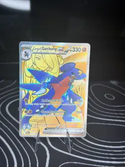 Pokemon TCG Cynthia’s Garchomp EX Ultra Rare UR 215/182 Destined Rivals NM Mint - Image 1