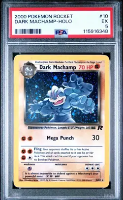 PSA 5 - Pokemon Team Rocket Dark Machamp 10/82 Holo - SWIRL - NEW CERT! - Image 4