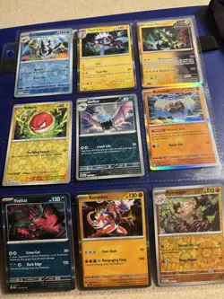 ASSORTED POKEMON CARD BINDER PAGE #9 (9ct) cards from mixed sets - Image 1