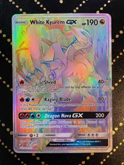2018 Pokemon Dragon Majesty White Kyurem GX 74/70 Rainbow Secret Rare NM - Image 1