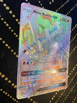 2018 Pokemon Dragon Majesty White Kyurem GX 74/70 Rainbow Secret Rare NM - Image 3