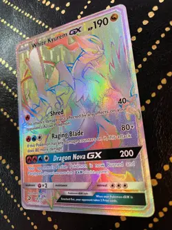 2018 Pokemon Dragon Majesty White Kyurem GX 74/70 Rainbow Secret Rare NM - Image 4