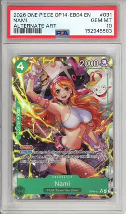 One Piece Graded: Nami OP14-031 Azure Sea's Seven Alternate Art PSA 10 - Image 1