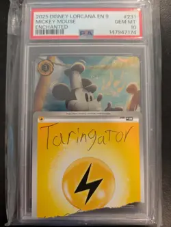 2025 DISNEY LORCANA EN 9-FABLED ENCHANTED MICKEY STEAMBOAT PILOT PSA 10 231/204 - Image 3
