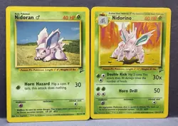 Pokemon TCG: Nidoran 83/130 & Nidorino 54/130 Base Set 2- LP- WOTC - Image 1