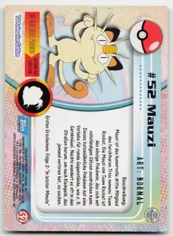 Mauzi 52 - Topps Series 1 Blaues Logo - DE - EXC - Pokemon - Image 2