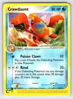 Crawdaunt 13/97 2003 EX Dragon Pokemon Card Nintendo e-Series Non Holo Common Nm - Image 1