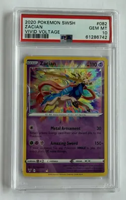 2020 Pokemon SWSH Vivid Voltage Zacian Card #082/185 PSA 10 - Image 1