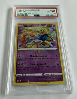 2020 Pokemon SWSH Vivid Voltage Zacian Card #082/185 PSA 10 - Image 2