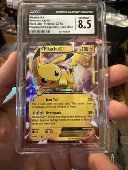 Pikachu EX XY84 CGC 8.5 NM/Mint + 2015 Black Star Promo Pokemon Card - Image 1