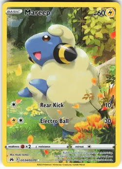 Mareep GG34/GG70 Pokemon Crown Zenith: Galarian Gallery Holo Ultra Rare NM - Image 1