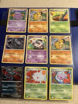 ASSORTED POKEMON CARD BINDER PAGE #7 (9ct) cards from mixed sets - Image 1