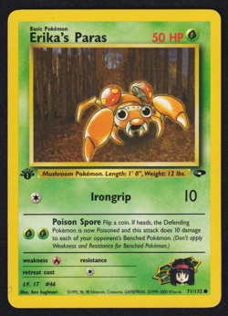 Pokemon TCG Erika's Paras Gym Challenge 71/132 Regular 1st Edition Common - Image 1