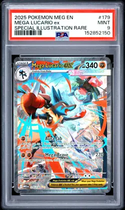 2025 POKEMON MEG EN-MEGA EVOLUTION #179 MEGA LUCARIO EX PSA 9 - Image 1