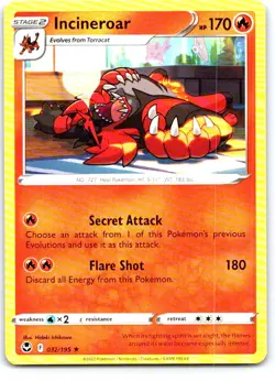 Incineroar 032/195 Rare Silver Tempest Pokemon Near Mint - Image 1