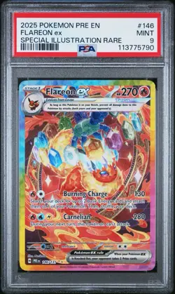 2025 Pokemon Prismatic Evolutions Flareon Special Illustration Rare PSA 9 - Image 1