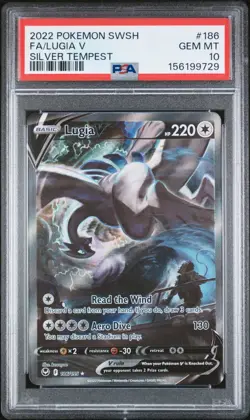 2022 POKEMON SWORD & SHIELD SILVER TEMPEST #186 FULL ART/LUGIA V PSA 10 - Image 1