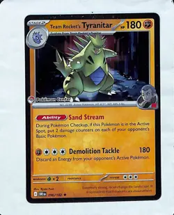 Pokemon TCG Pokemon Center Stamped Team Rockets Tyranitar Promo 096/182 - Image 1