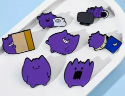 Pokemon 7pcs Gengar Cute Derpy Enamel Pin Brooch Nintendo Anime - Image 1