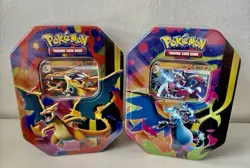 Pokemon Mega Charizard X + Y Mega EX Tins BUNDLE SET OF 2 Tins New/Sealed - Image 1