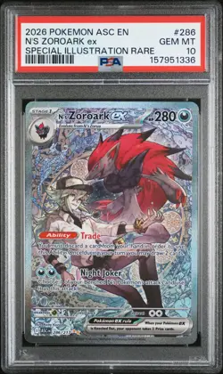 2026 POKEMON ASC EN-ASCENDED HEROES #286 N'S ZOROARK EX PSA 10 - Image 1