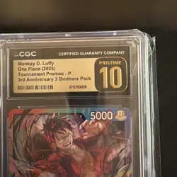 2025 ONE PIECE PROMOS 3RD ANNIVERSARY TOURNAMENT MONKEY D. LUFFY PRISTINE CGC 10 - Image 3