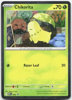Chikorita (Cosmos Holo) 069 Holo Promo ME: Mega Evolution Promo Pokemon NM/M - Image 1