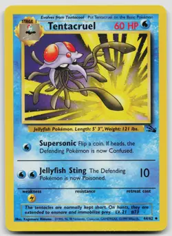TENTACRUEL 44/62 UNCOMMON FOSSIL POKEMON UNLIMITED LP - Image 1