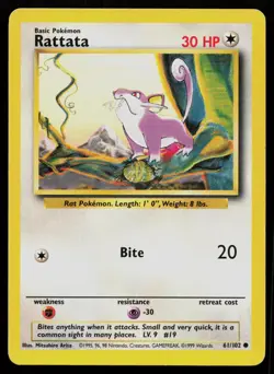 RATTATA 61/102 COMMON BASE SET UNLIMITED POKEMON MP - Image 1