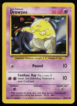 DROWZEE 49/102 COMMON BASE SET UNLIMITED POKEMON HP - Image 1