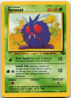 VENONAT 63/64 COMMON JUNGLE POKEMON UNLIMITED MP - Image 1