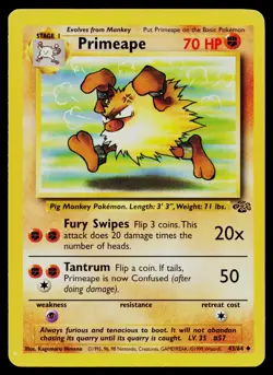 PRIMEAPE 43/64 UNCOMMON JUNGLE POKEMON UNLIMITED LP - Image 1