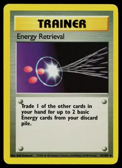 ENERGY RETRIEVAL 81/102 UNCOMMON BASE SET UNLIMITED POKEMON LP - Image 1