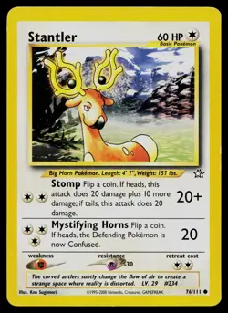 STANTLER 76/111 COMMON NEO GENESIS POKEMON UNLIMITED MP - Image 1