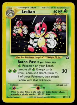LEDIAN 39/111 UNCOMMON NEO GENESIS POKEMON UNLIMITED HP - Image 1