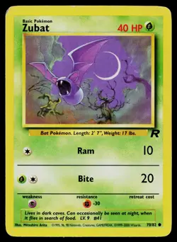 ZUBAT 70/82 COMMON TEAM ROCKET POKEMON UNLIMITED HP - Image 1