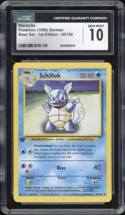 1999 Pokemon GERMAN 1st Edition Base Set Schillok-Wartortle 42/102 CGC 10 GEM - Image 1