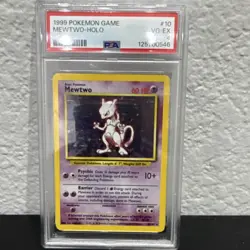 1999 Pokemon Mewtwo 10/102 Base Set Holo Rare 60 HP PSA 4 English graded - Image 1