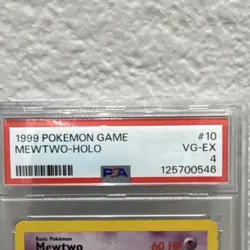 1999 Pokemon Mewtwo 10/102 Base Set Holo Rare 60 HP PSA 4 English graded - Image 2